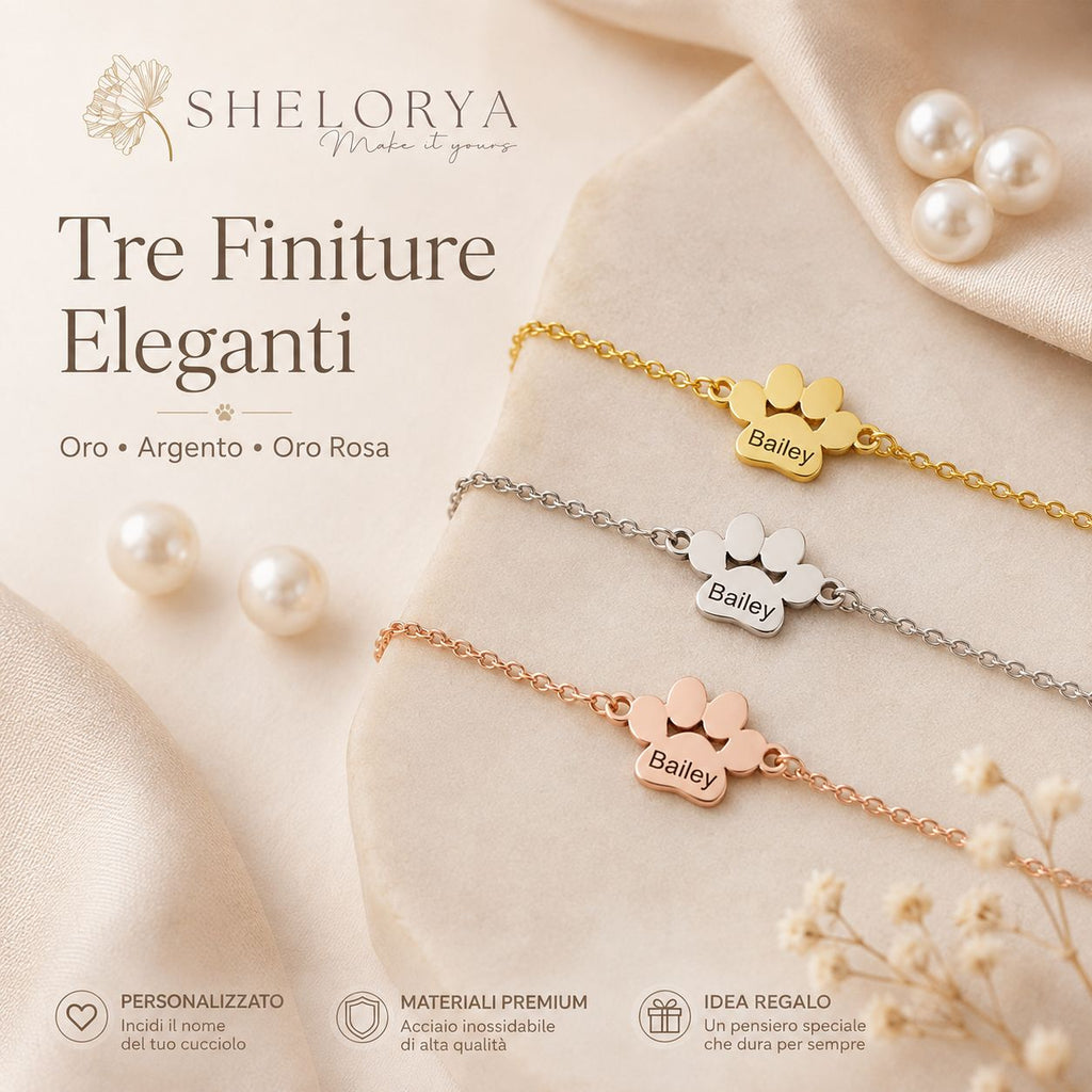 Eternél - Bracciale personalizzato nome su zampa