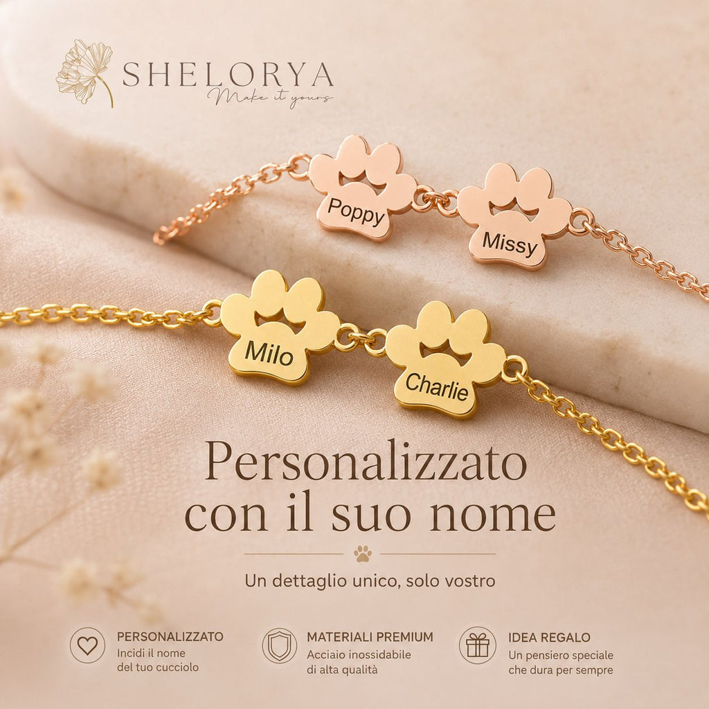 Eternél - Bracciale personalizzato nome su zampa